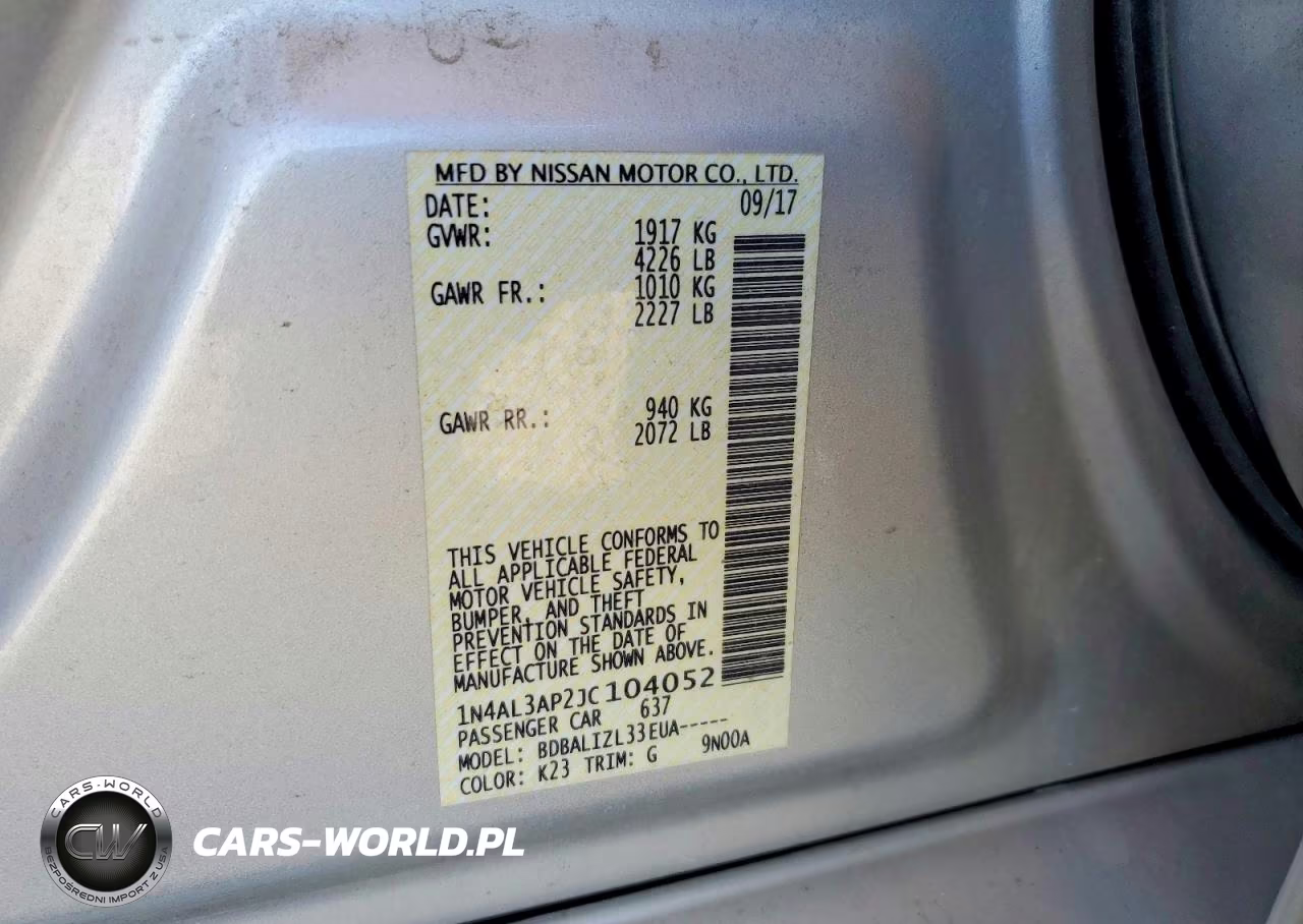 2018 NISSAN ALTIMA 2.5 VIN:1N4AL3AP2JC104052 - 12