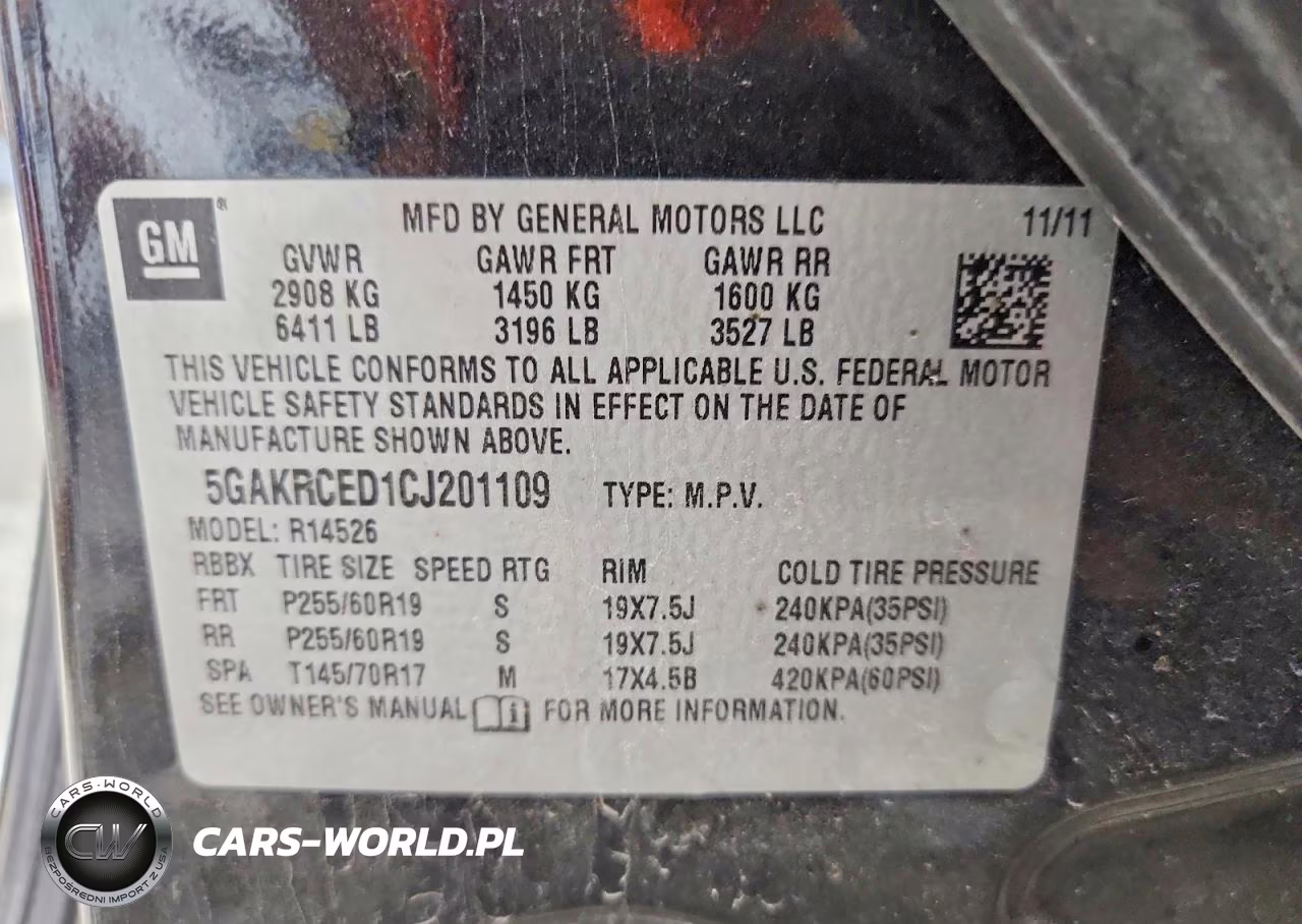 2012 Buick Enclave VIN:5GAKRCED1CJ201109 - 13