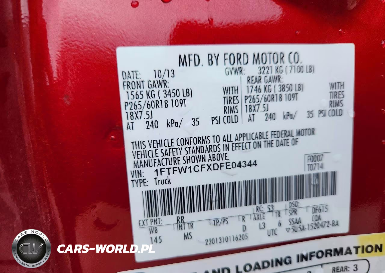 2013 Ford F150 Supercrew VIN:1FTFW1CFXDFE04344 - 12