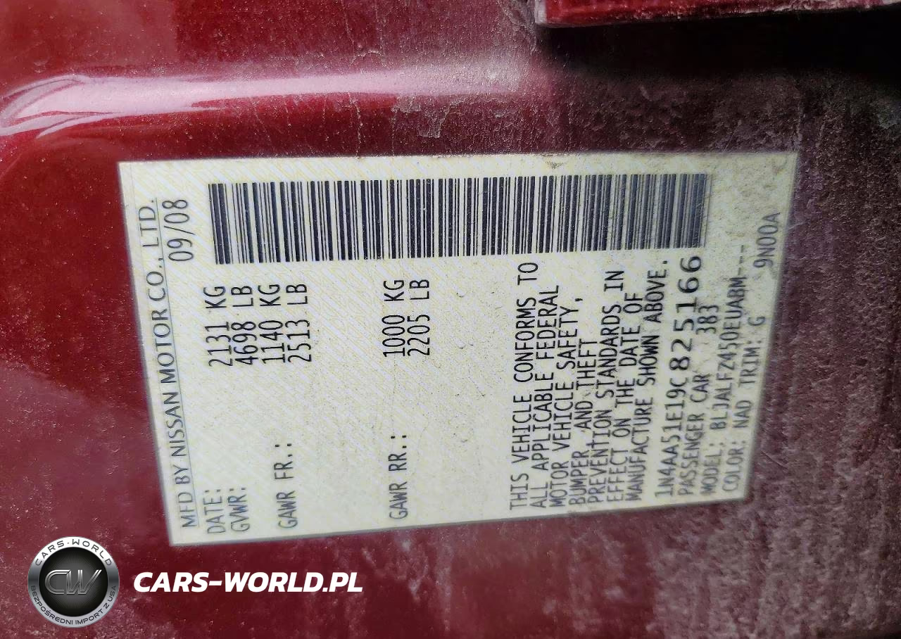 2009 Nissan Maxima 3.5 S VIN:1N4AA51E19C825166 - 12