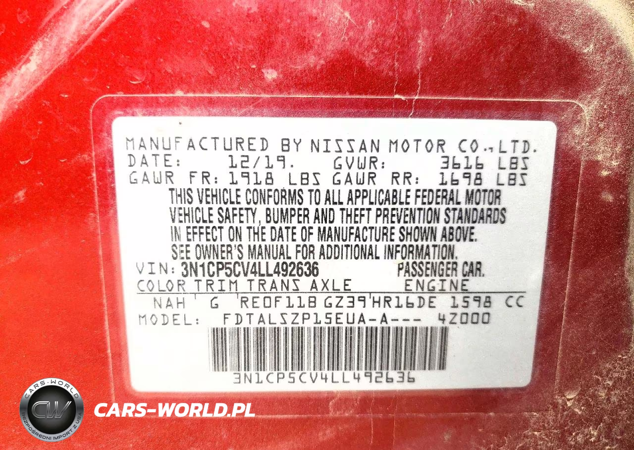 2020 Nissan Kicks Sv VIN:3N1CP5CV4LL492636 - 13
