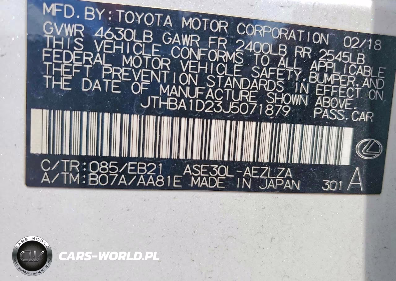 2018 Lexus Is 300 VIN:JTHBA1D23J5071879 - 12