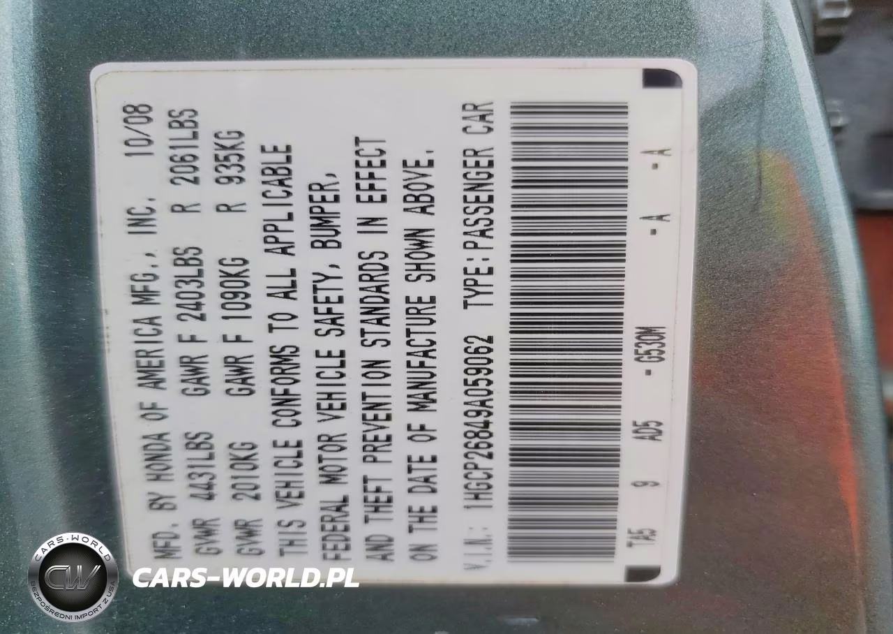2009 Honda Accord VIN:1HGCP26849A059062 - 12