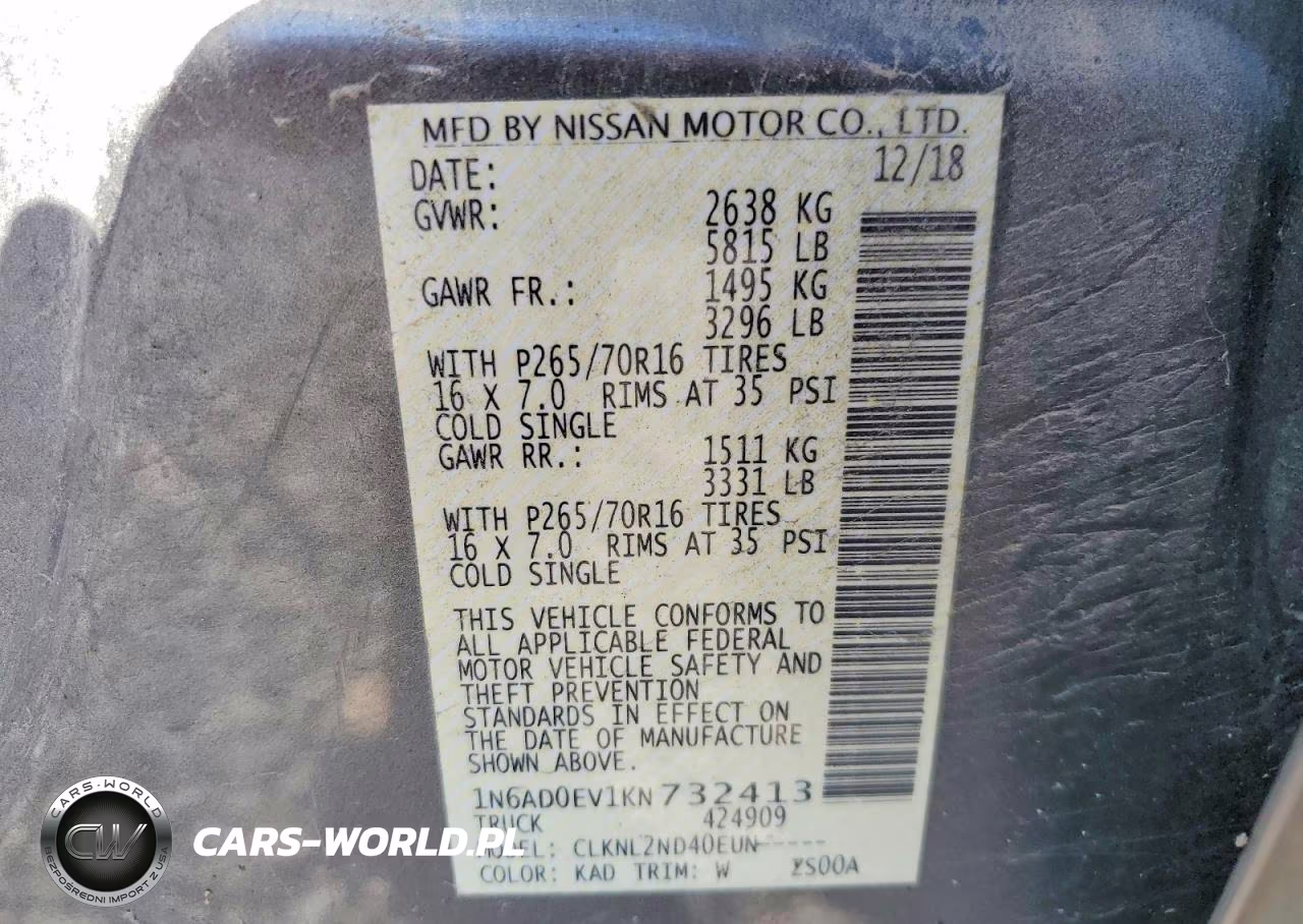 2019 Nissan Frontier Sv VIN:1N6AD0EV1KN732413 - 13