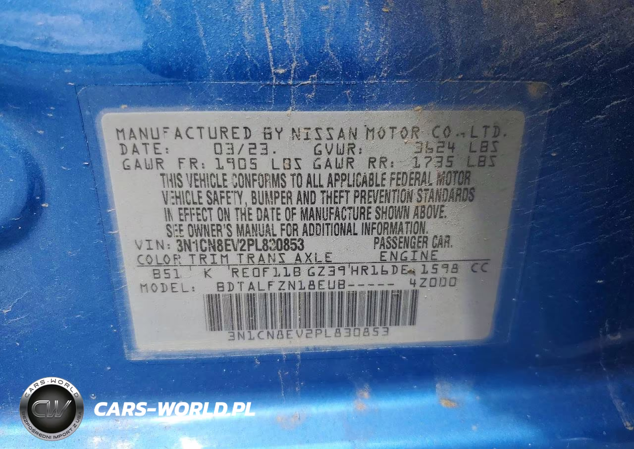 2023 Nissan Versa Sv VIN:3N1CN8EV2PL830853 - 12