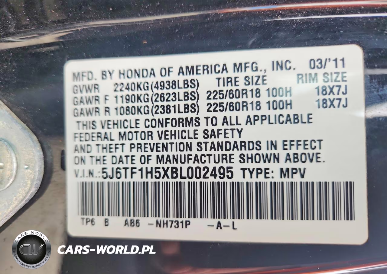 2011 Honda Accord Crosstour Exl VIN:5J6TF1H5XBL002495 - 12