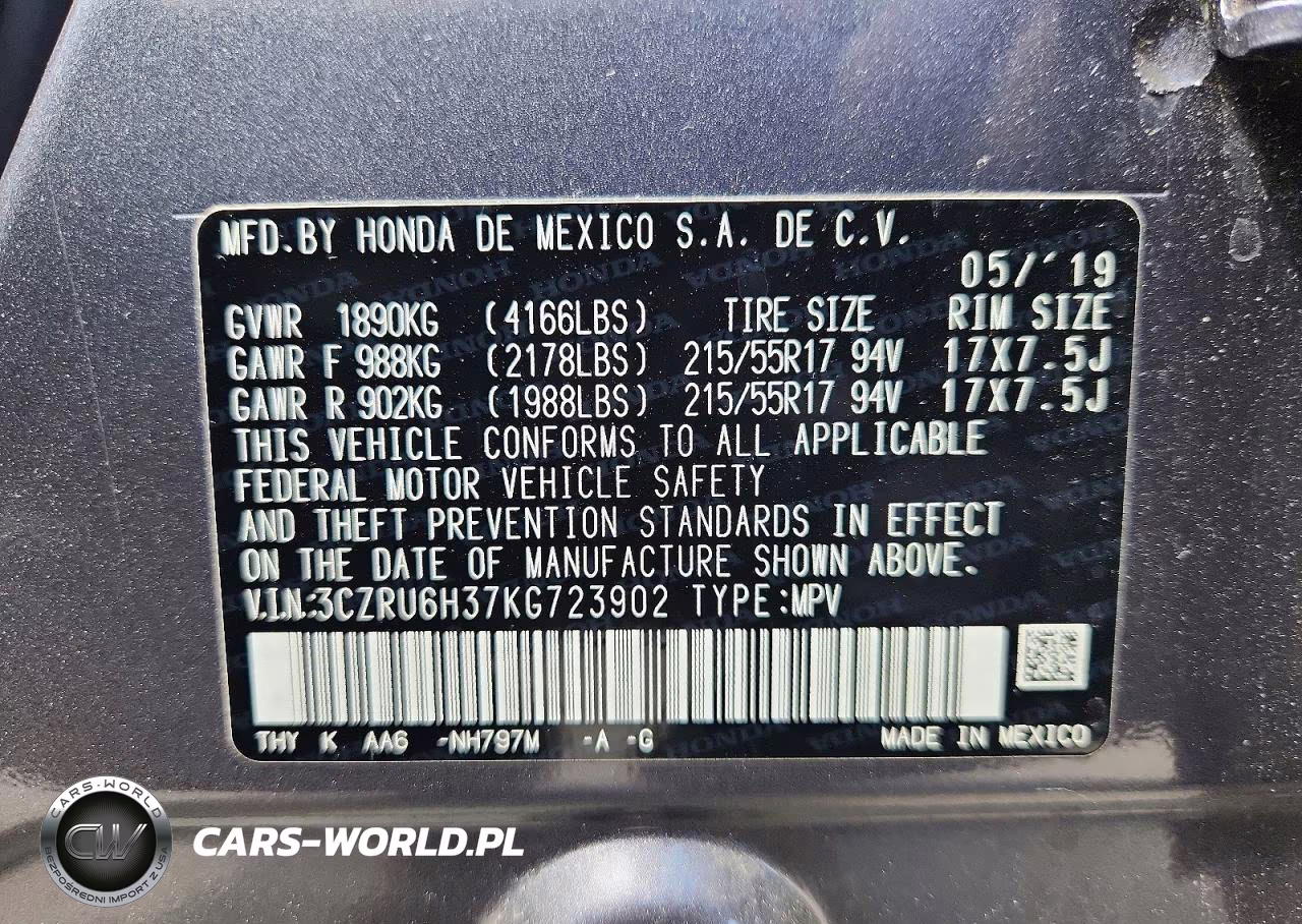 2019 Honda Hr-V Lx VIN:3CZRU6H37KG723902 - 13