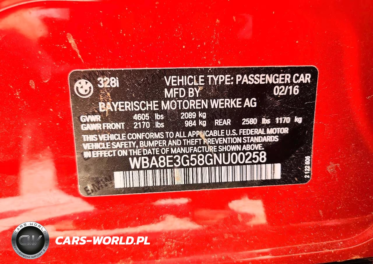 2016 BMW 328 Xi Sulev VIN:WBA8E3G58GNU00258 - 12