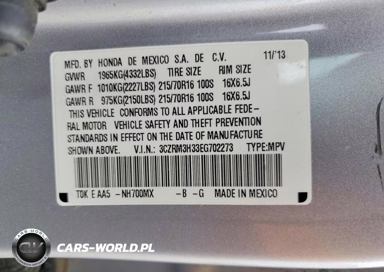 2014 Honda Cr-V Lx VIN:3CZRM3H33EG702273 - 14
