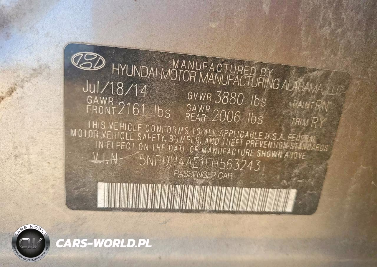 2015 Hyundai Elantra Limited VIN:5NPDH4AE1FH563243 - 12