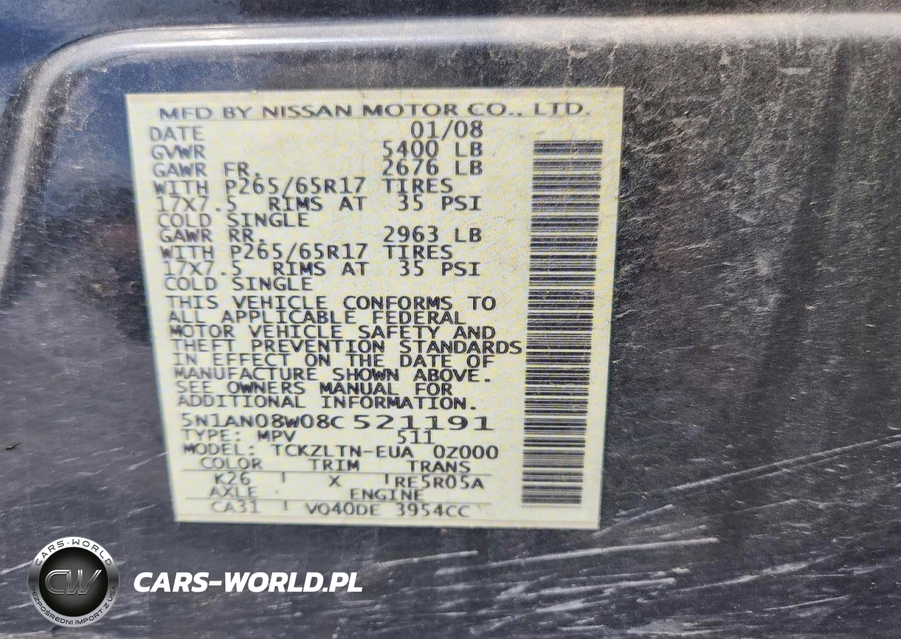 2008 Nissan Xterra X VIN:5N1AN08W08C521191 - 14