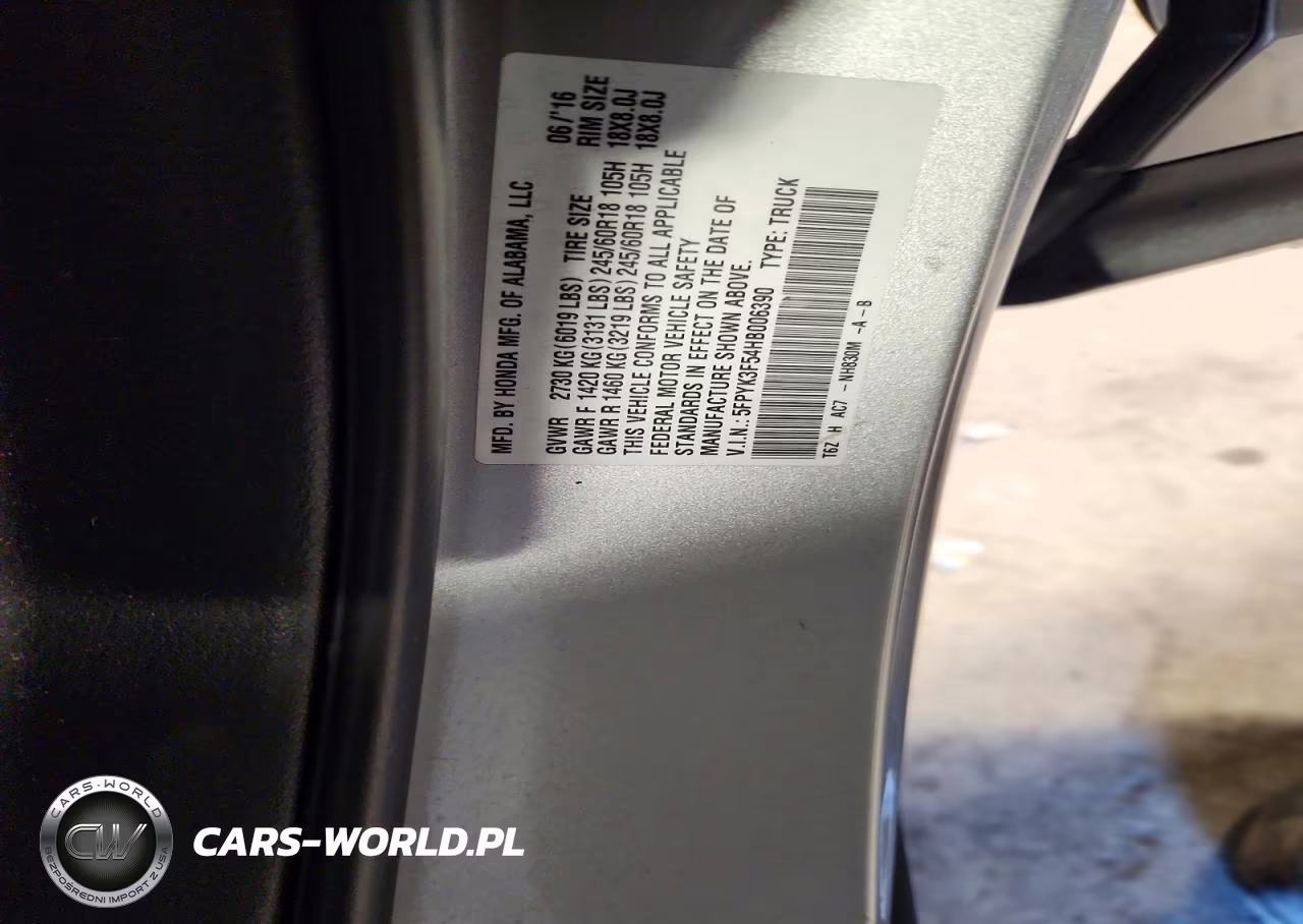 2017 Honda Ridgeline Rtl VIN:5FPYK3F54HB006390 - 13