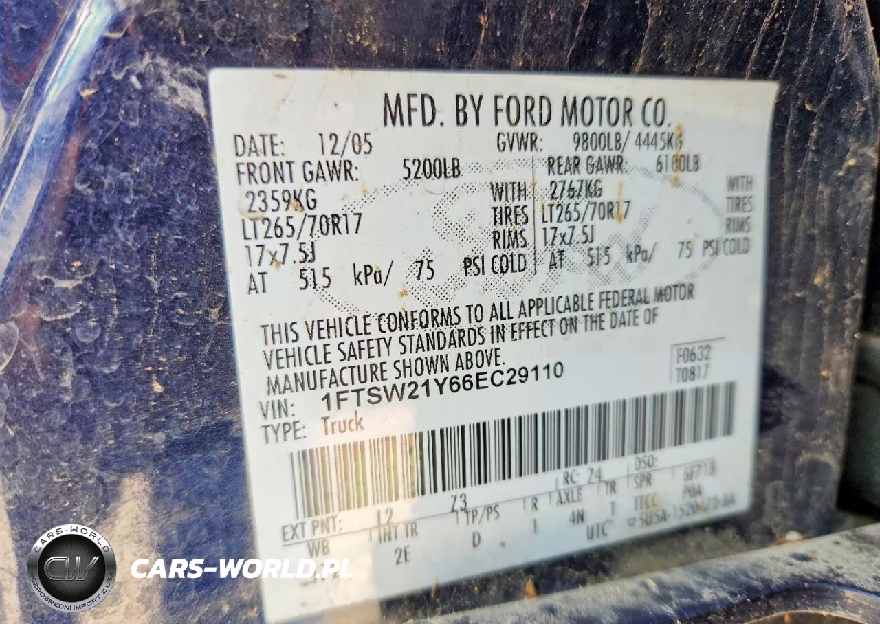 2006 Ford F250 Super Duty VIN:1FTSW21Y66EC29110 - 12