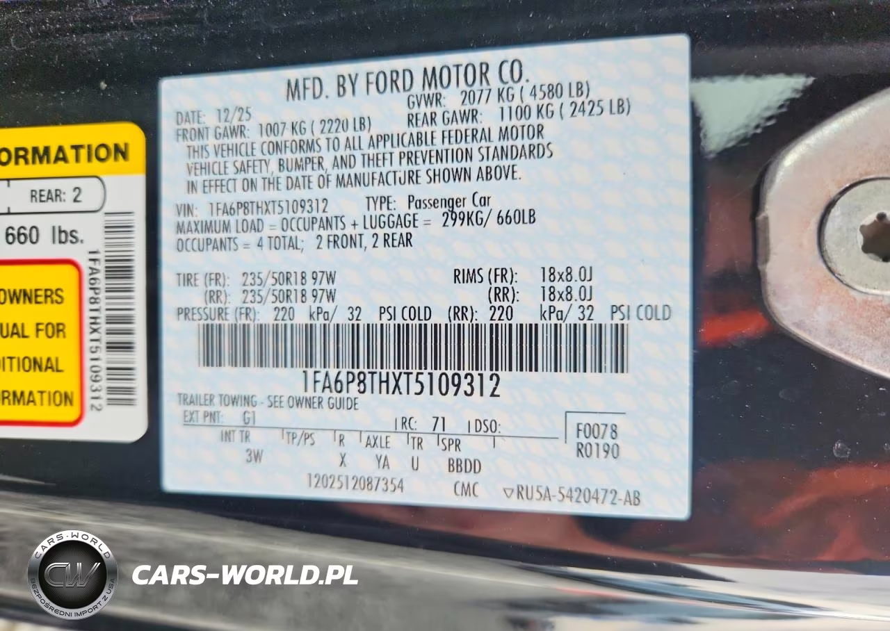 2026 Ford Mustang VIN:1FA6P8THXT5109312 - 13