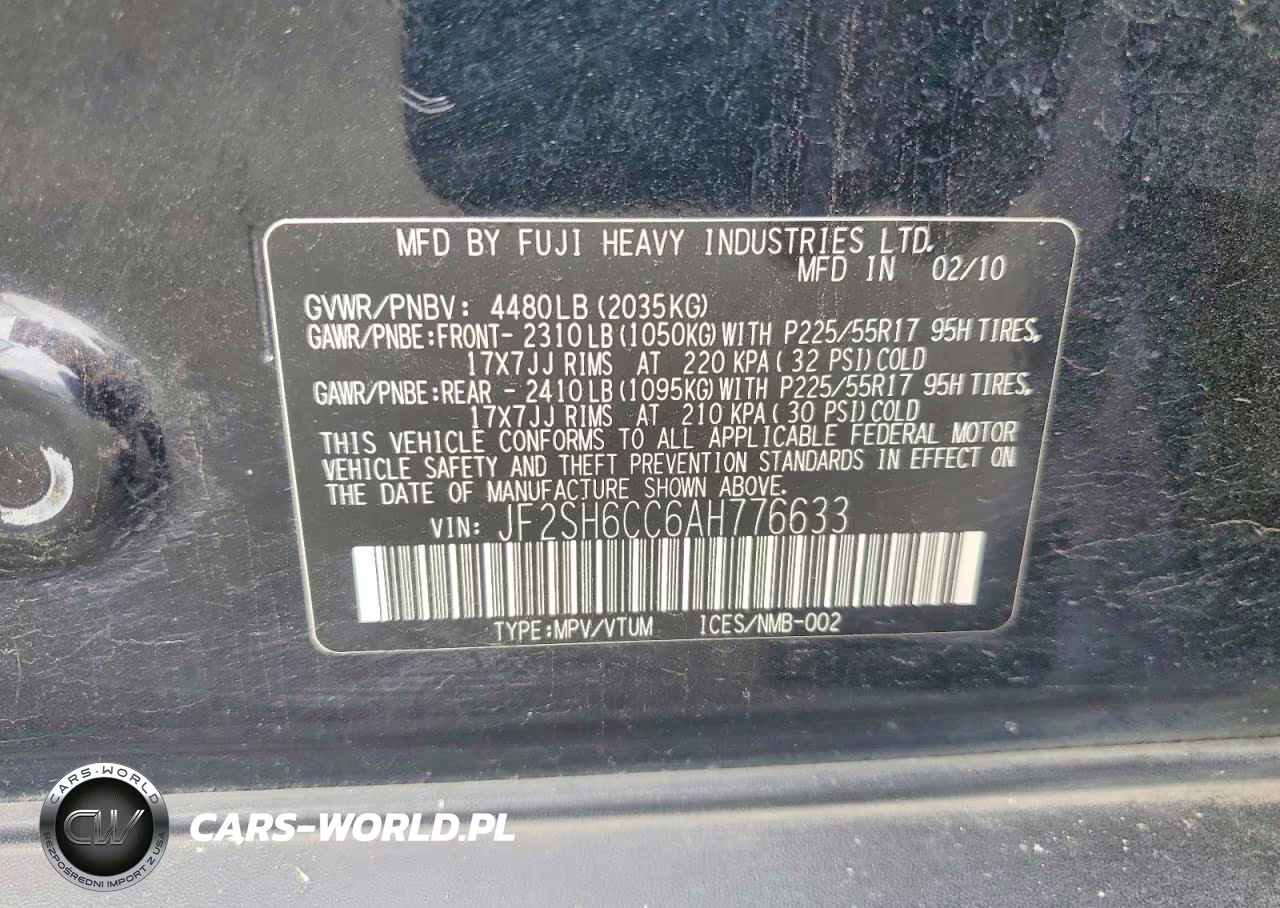 2010 Subaru Forester 2.5X Premium VIN:JF2SH6CC6AH776633 - 12