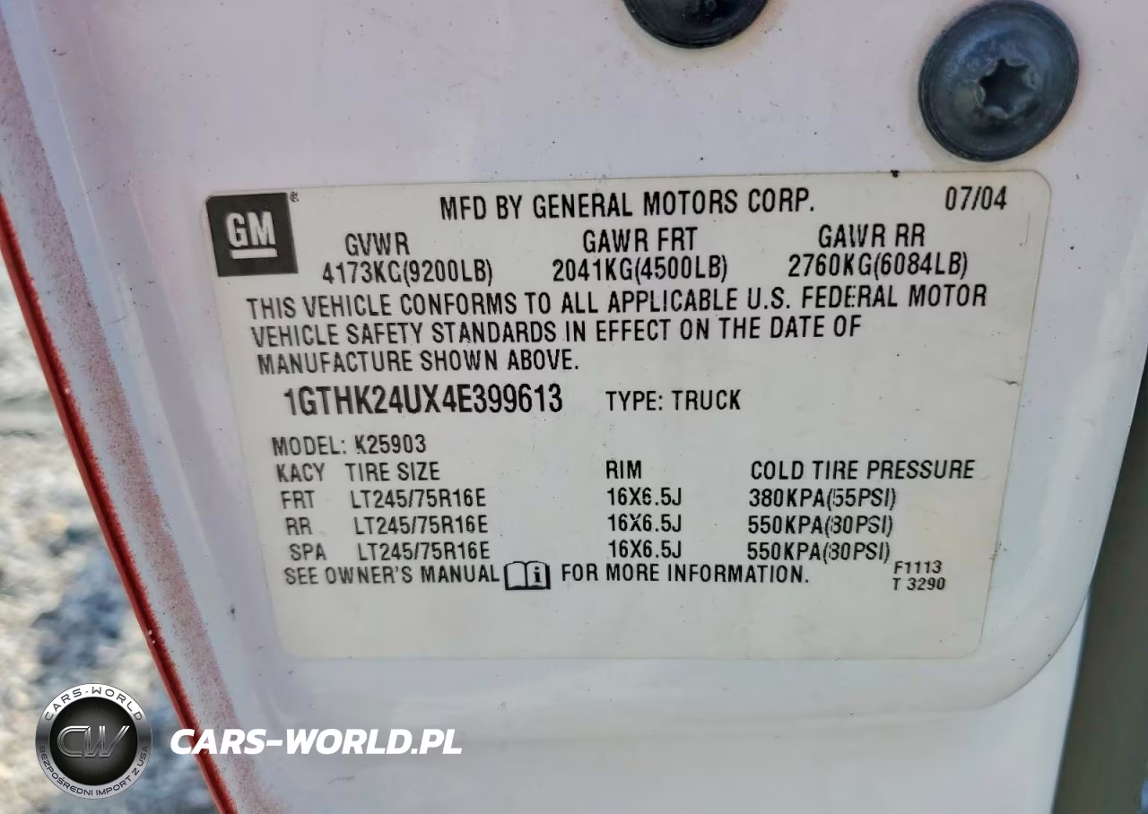2004 GMC Sierra K2500 Heavy Duty VIN:1GTHK24UX4E399613 - 12