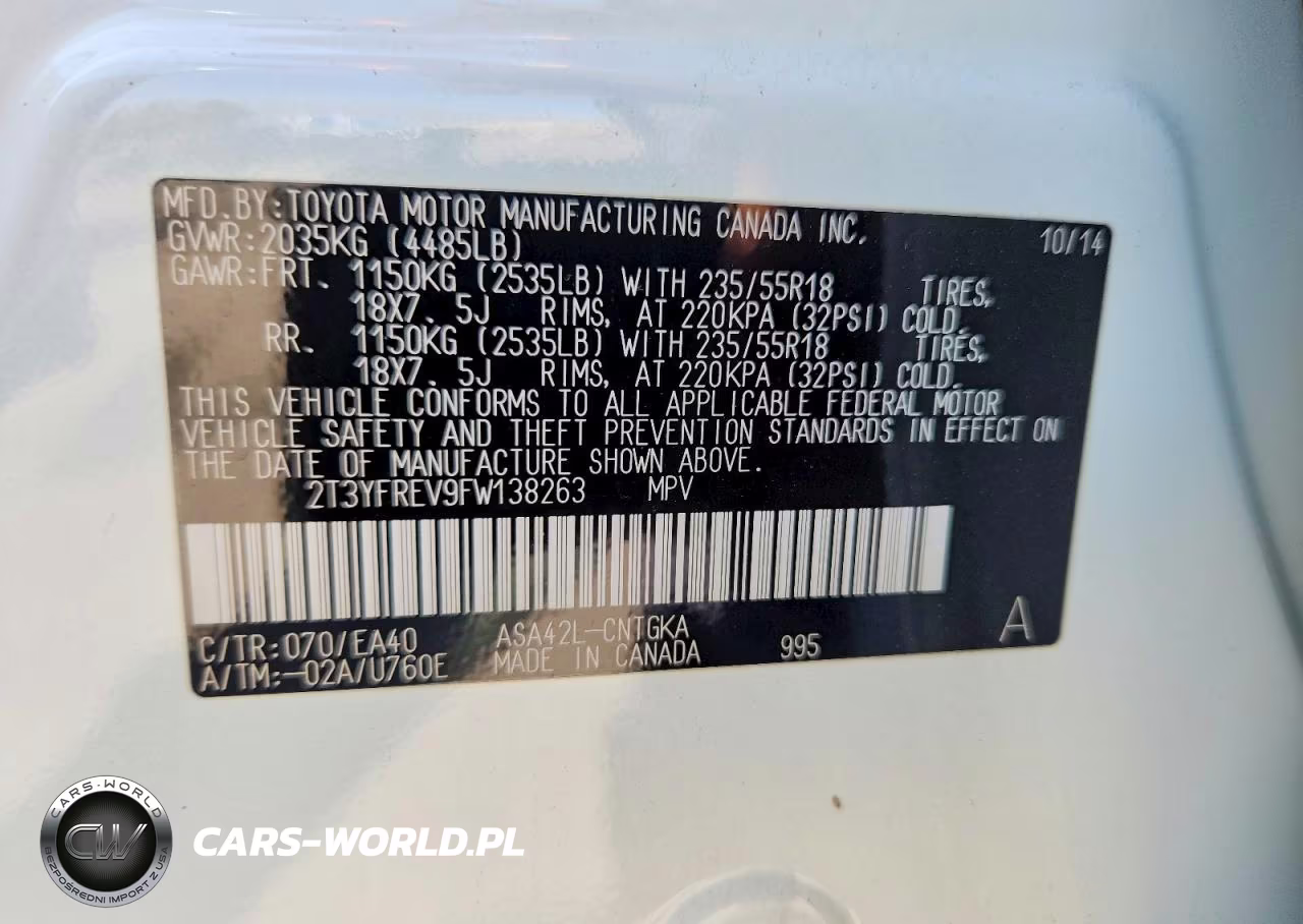 2015 Toyota Rav4 Limited VIN:2T3YFREV9FW138263 - 14