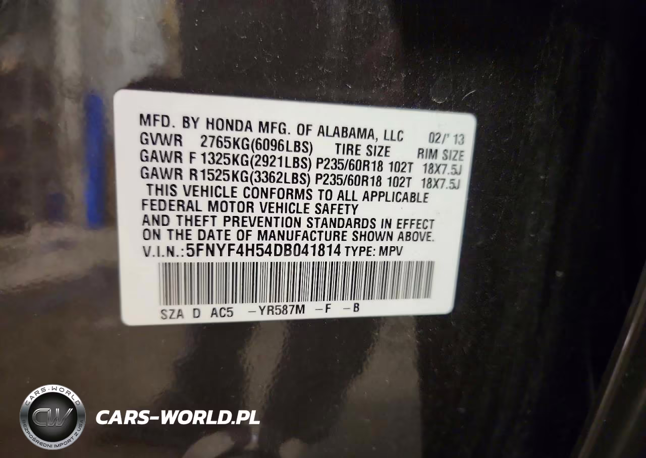 2013 Honda Pilot Exl VIN:5FNYF4H54DB041814 - 13