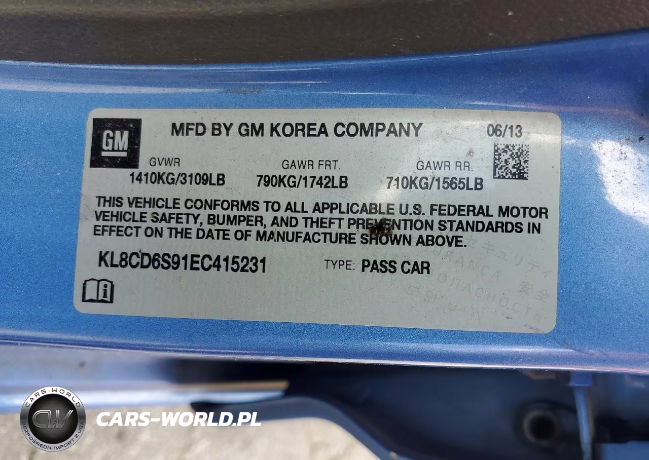2014 Chevrolet Spark 1Lt VIN:KL8CD6S91EC415231 - 12