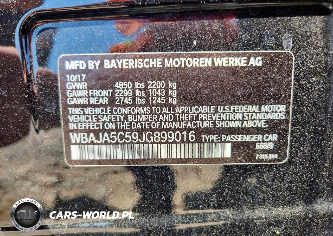 2018 BMW 530 I VIN:WBAJA5C59JG899016 - 13