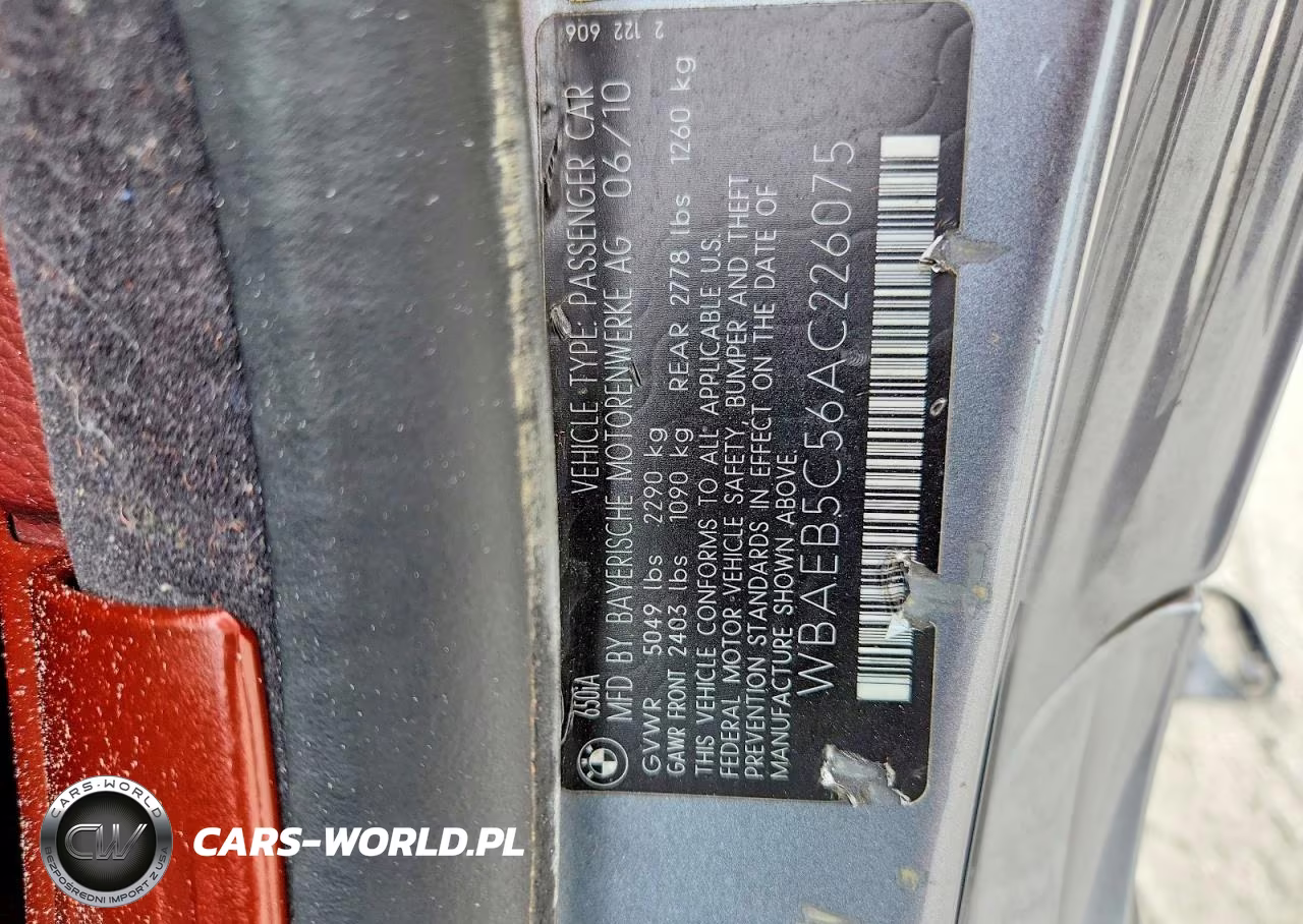 2010 BMW 650 I VIN:WBAEB5C56AC226075 - 12