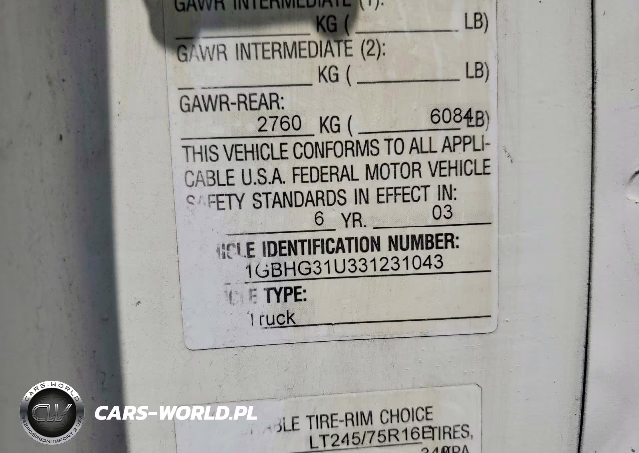 2003 Chevrolet Express G3500 VIN:1GBHG31U331231043 - 13