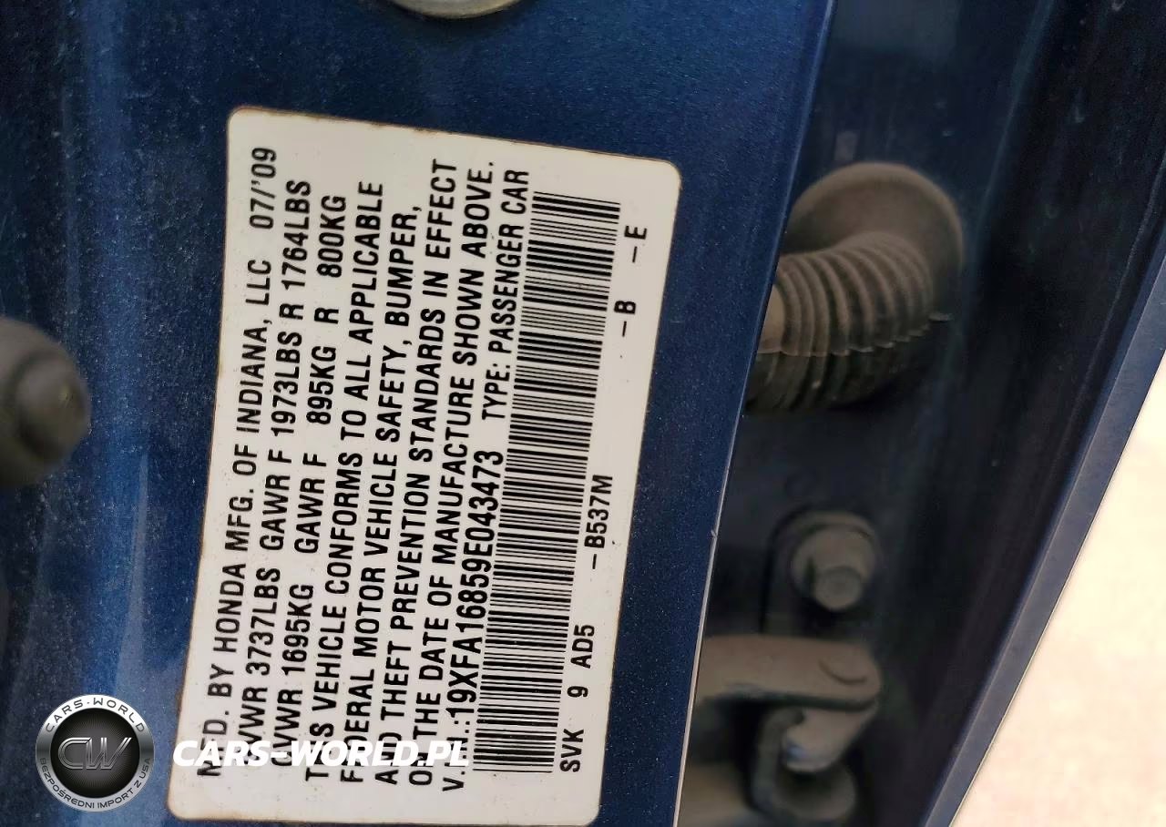 2009 Honda Civic Ex VIN:19XFA16859E043473 - 12
