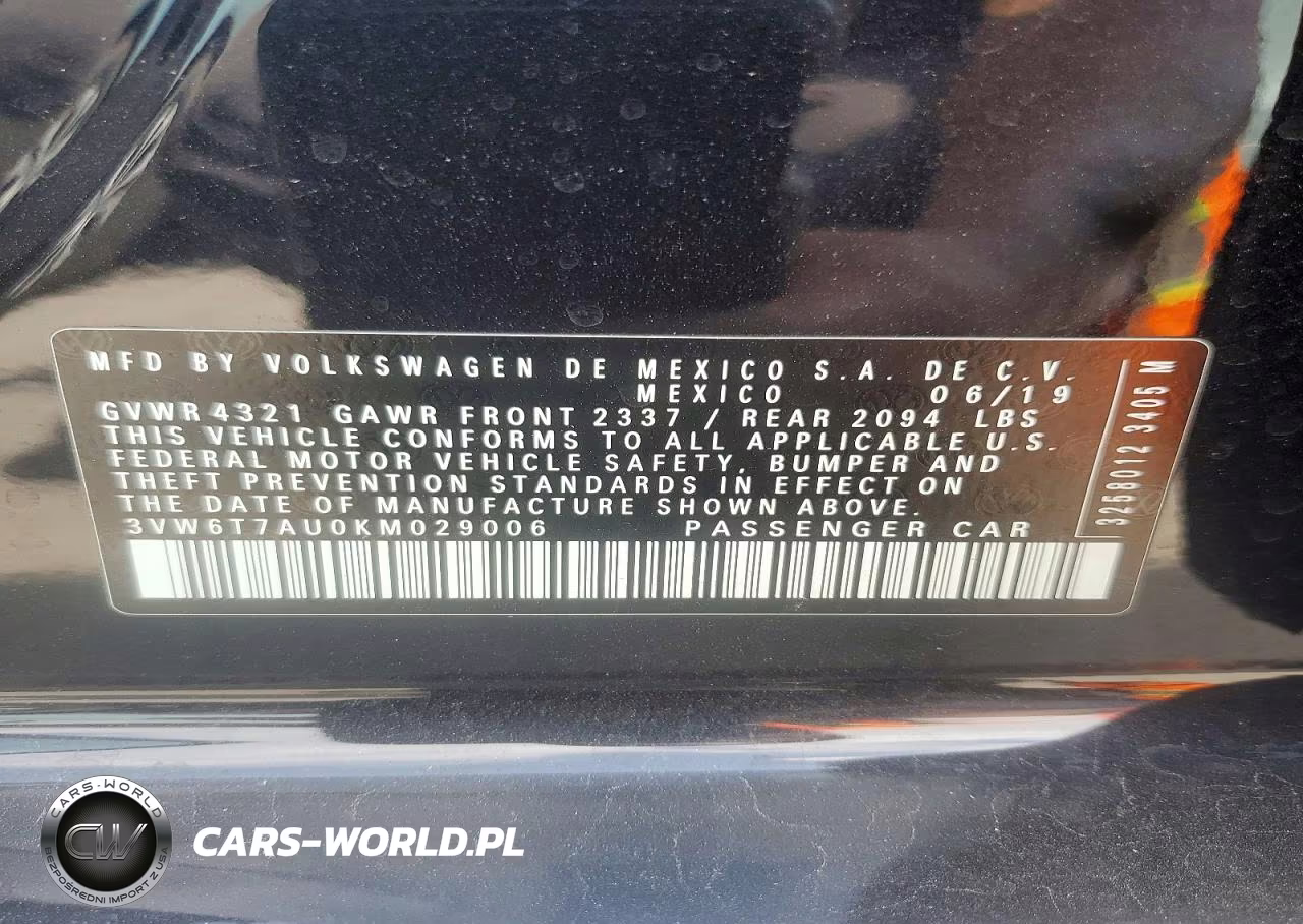 2019 Volkswagen Gti S VIN:3VW6T7AU0KM029006 - 12