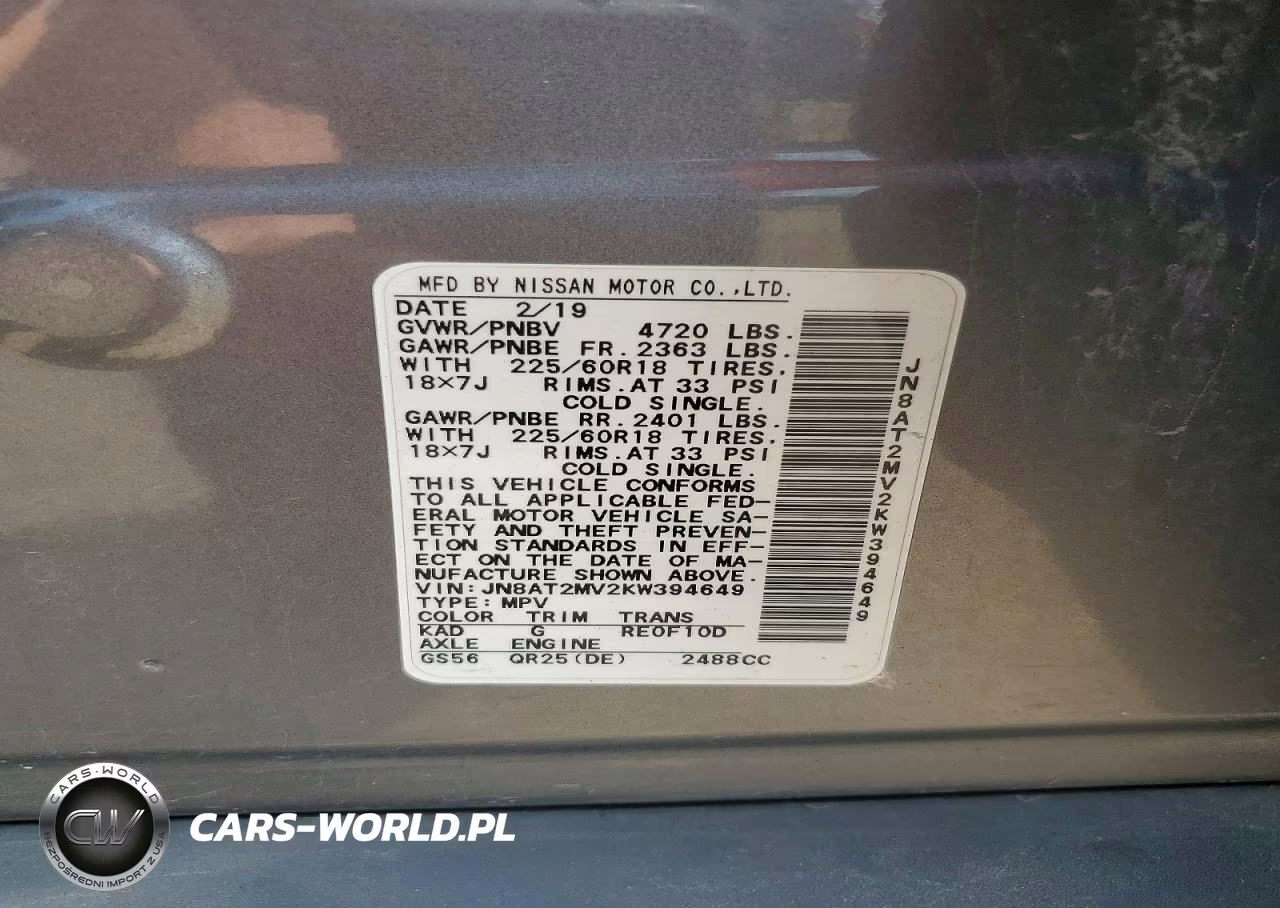 2019 Nissan Rogue Sv VIN:JN8AT2MV2KW394649 - 13