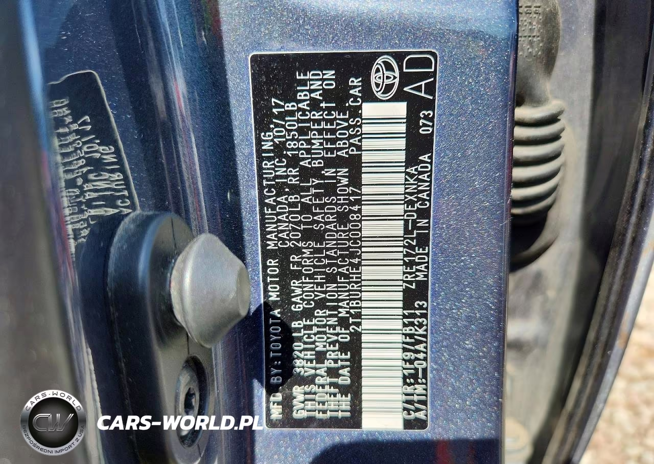 2018 Toyota Corolla Le VIN:2T1BURHE4JC008417 - 12