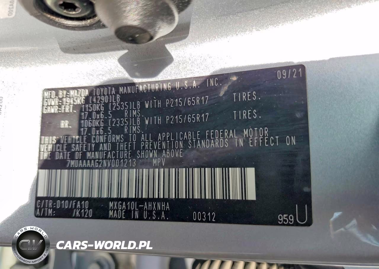 2022 Toyota Corolla Cross L VIN:7MUAAAAG2NV001213 - 13