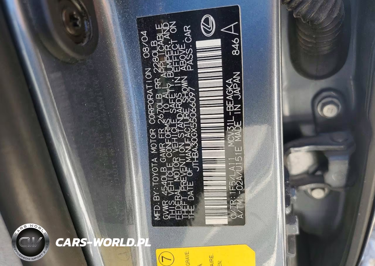 2005 Lexus Es 330 VIN:JTHBA30GX55066097 - 12