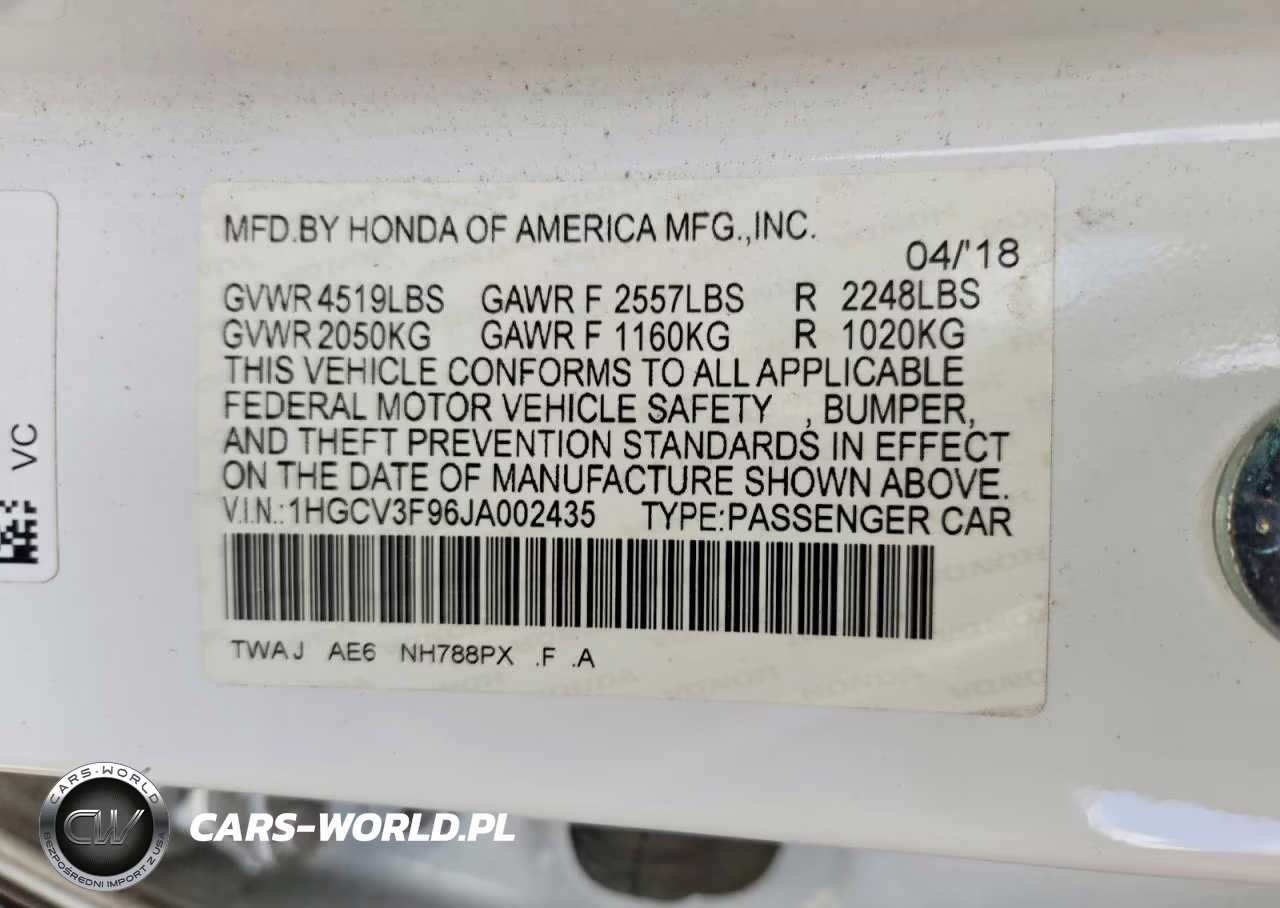 2018 Honda Accord Touring Hybrid VIN:1HGCV3F96JA002435 - 12