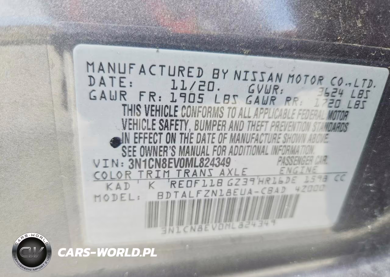 2021 Nissan Versa Sv VIN:3N1CN8EV0ML824349 - 12