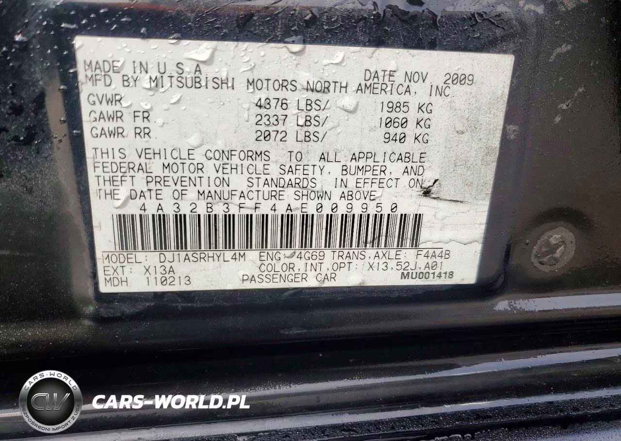2010 Mitsubishi Galant Es VIN:4A32B3FF4AE009950 - 12