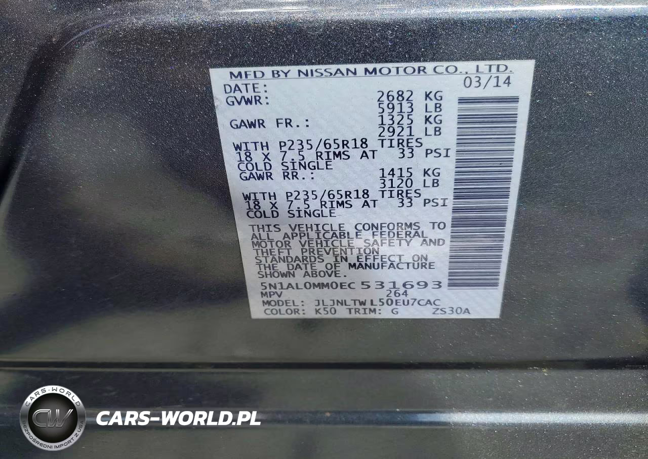 2014 Infiniti Qx60 Base VIN:5N1AL0MM0EC531693 - 13