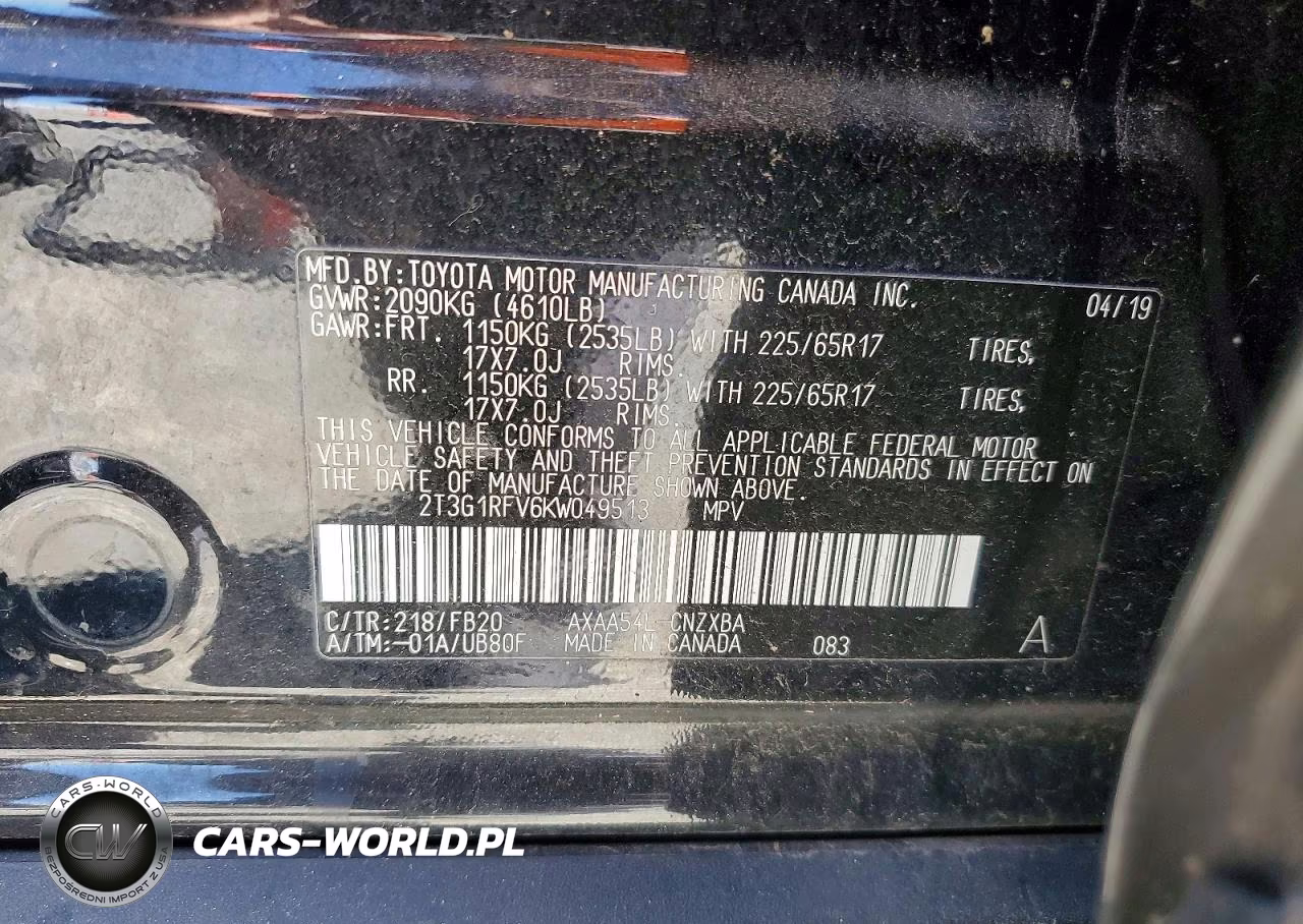 2019 Toyota Rav4 Le VIN:2T3G1RFV6KW049513 - 13