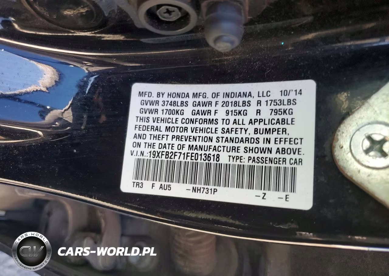 2015 Honda Civic Se VIN:19XFB2F71FE013618 - 12