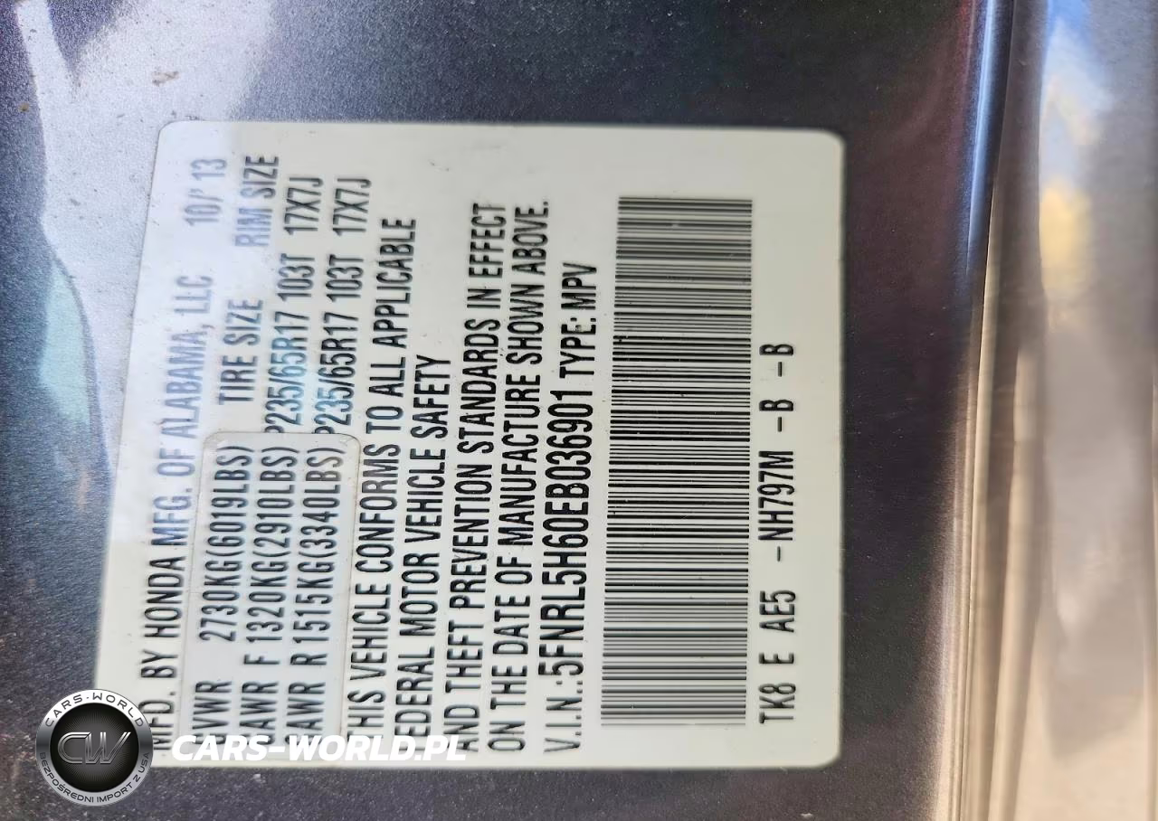 2014 Honda Odyssey Exl VIN:5FNRL5H60EB036901 - 13