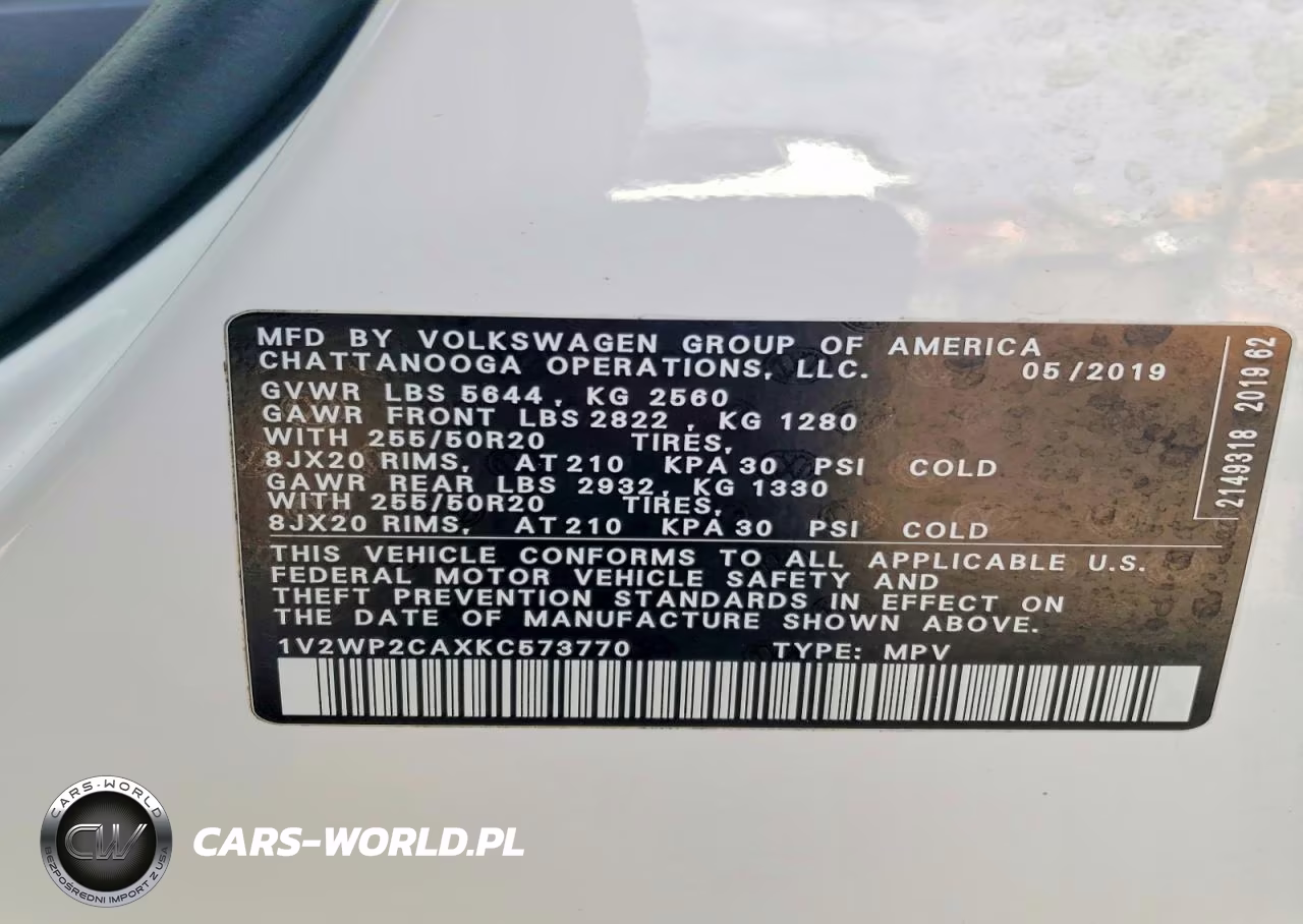 2019 Volkswagen Atlas Se VIN:1V2WP2CAXKC573770 - 14