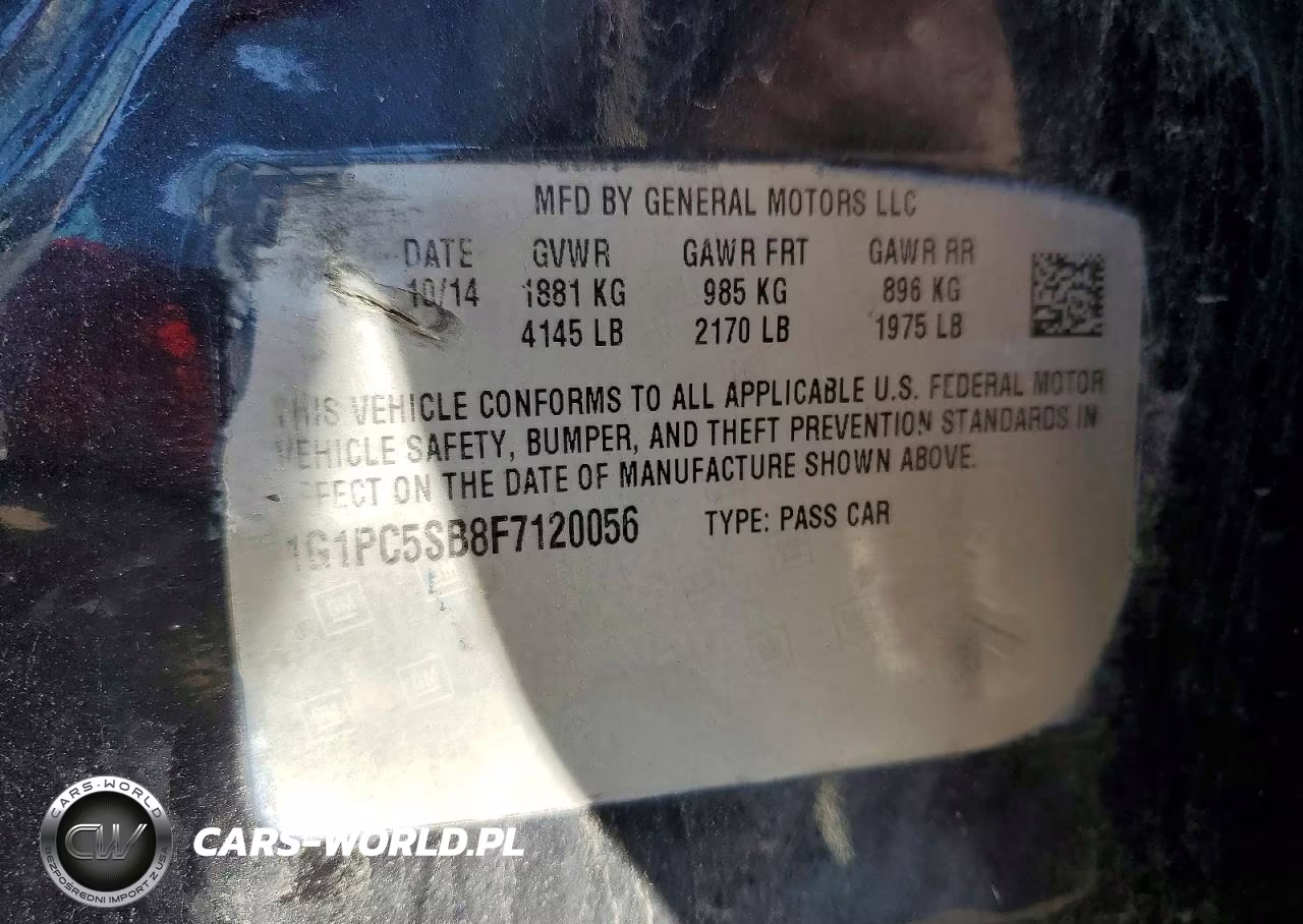 CHEVROLET CRUZE LT VIN:1G1PC5SB8F7120056 - 13