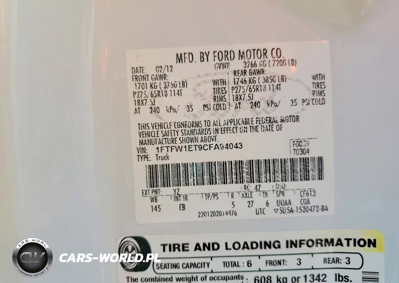 2012 Ford F150 Supercrew VIN:1FTFW1ET9CFA94043 - 12
