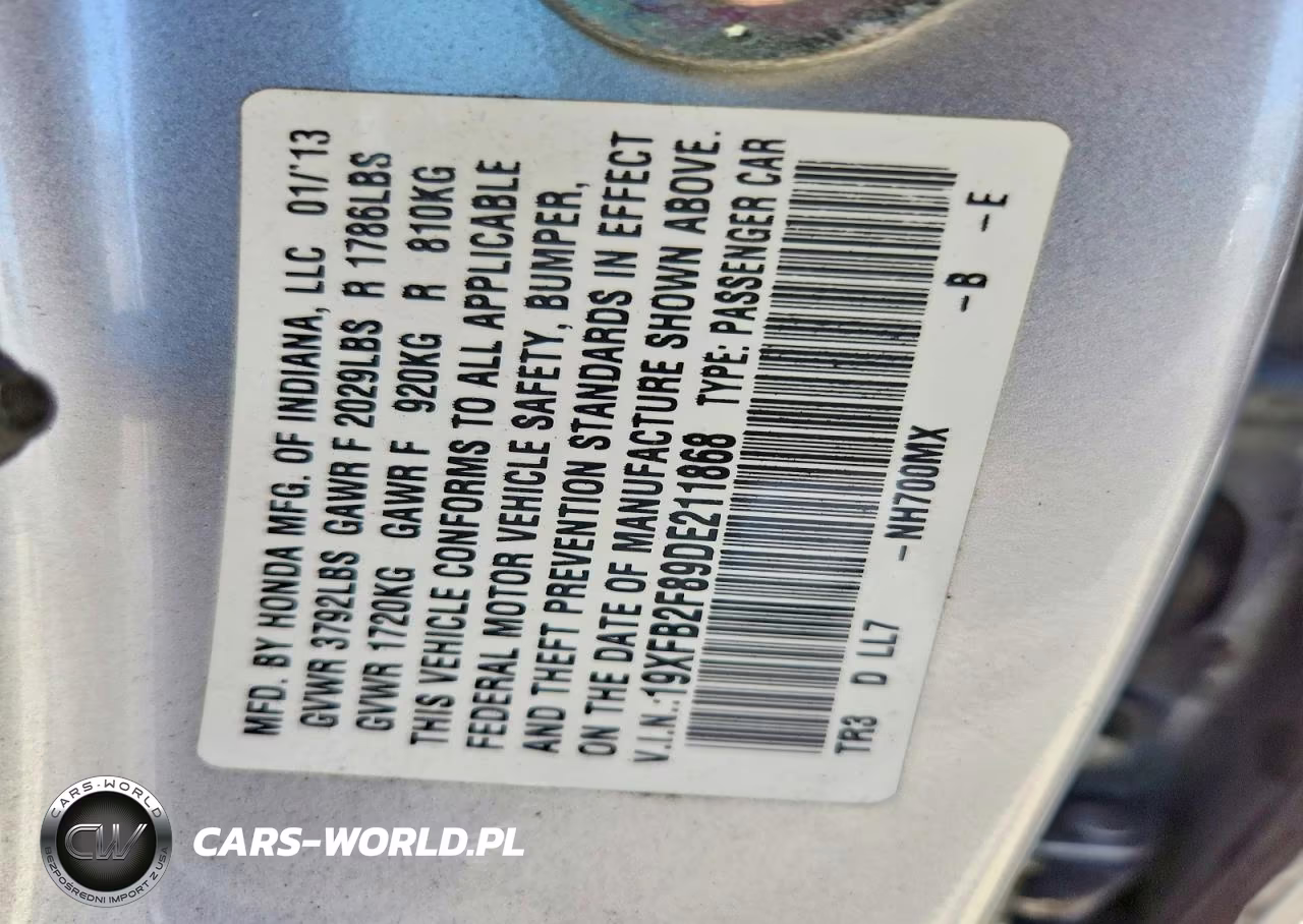 2013 Honda Civic Ex VIN:19XFB2F89DE211868 - 13