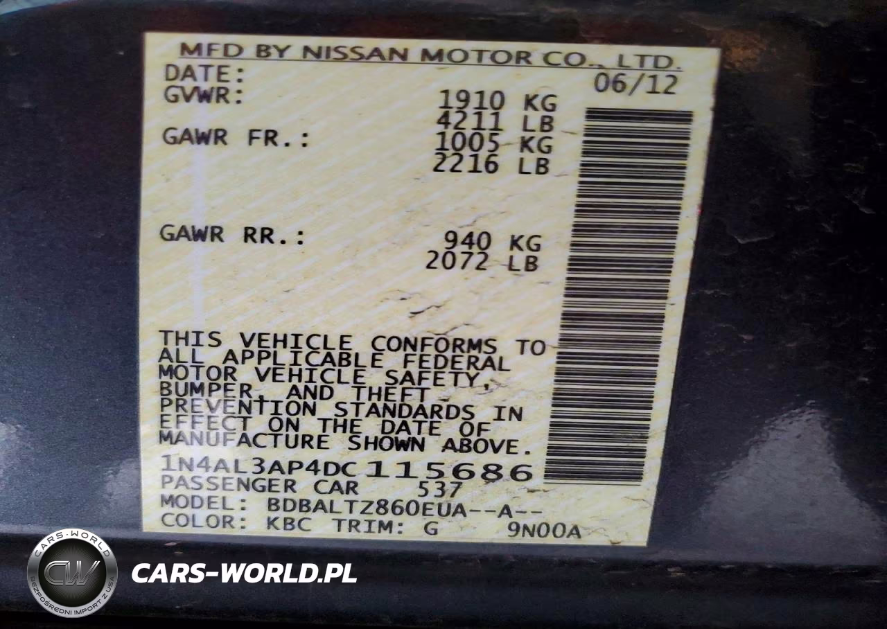 2013 Nissan Altima 2.5 VIN:1N4AL3AP4DC115686 - 12
