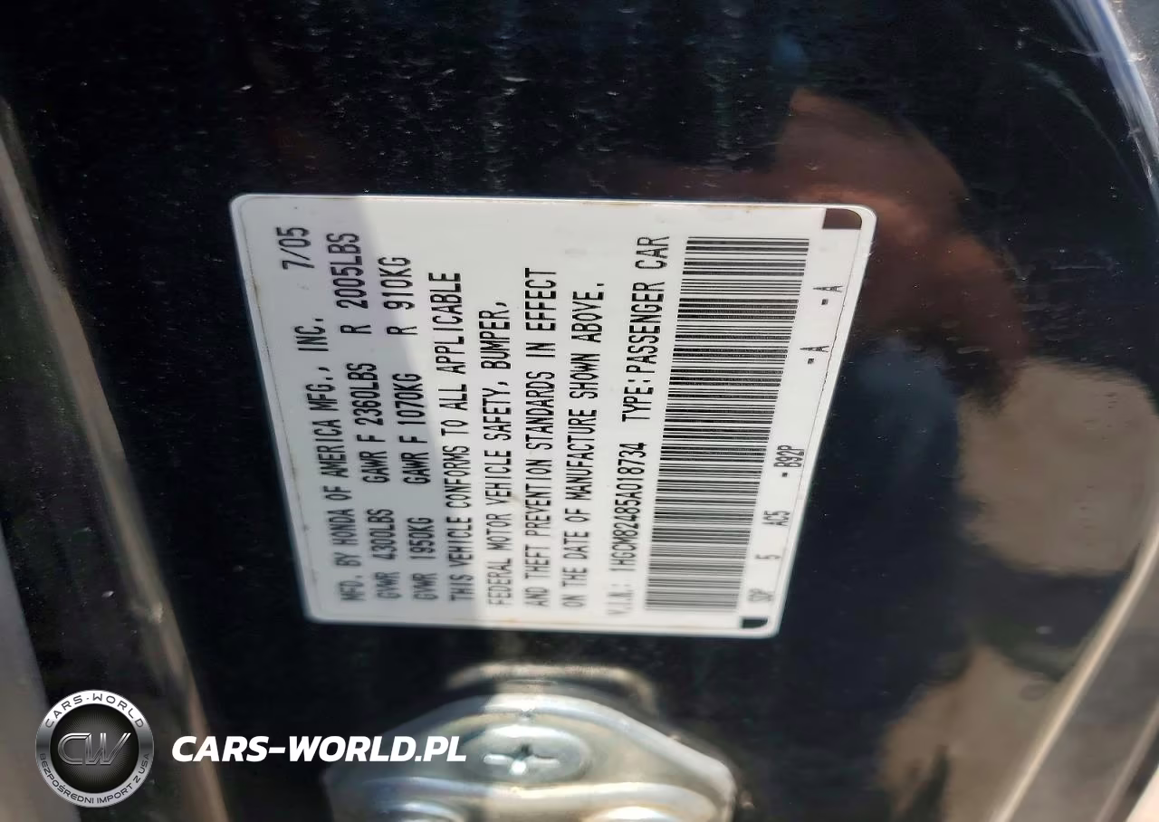 2005 Honda Accord Se VIN:1HGCM82485A018734 - 12
