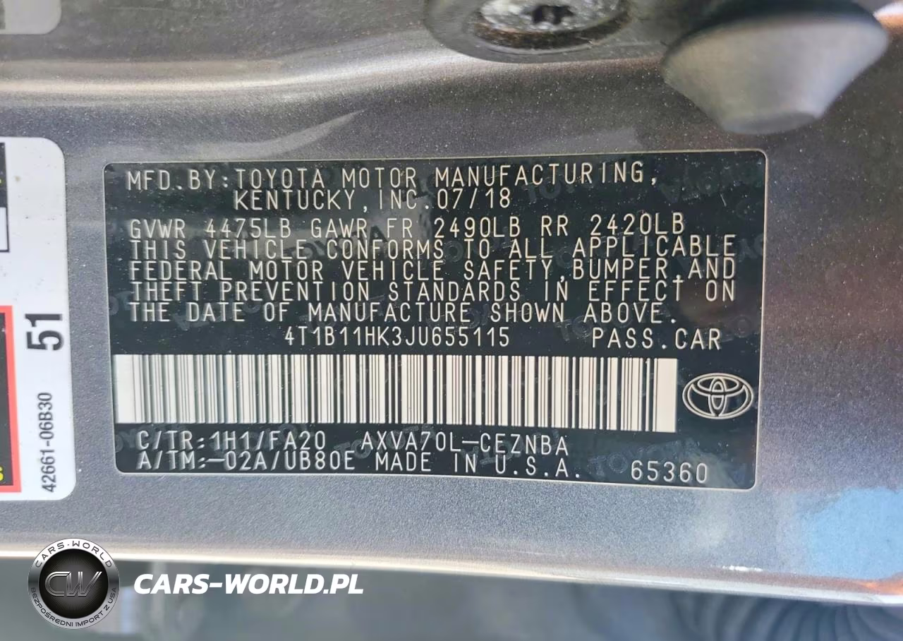 2018 Toyota Camry Le VIN:4T1B11HK3JU655115 - 13