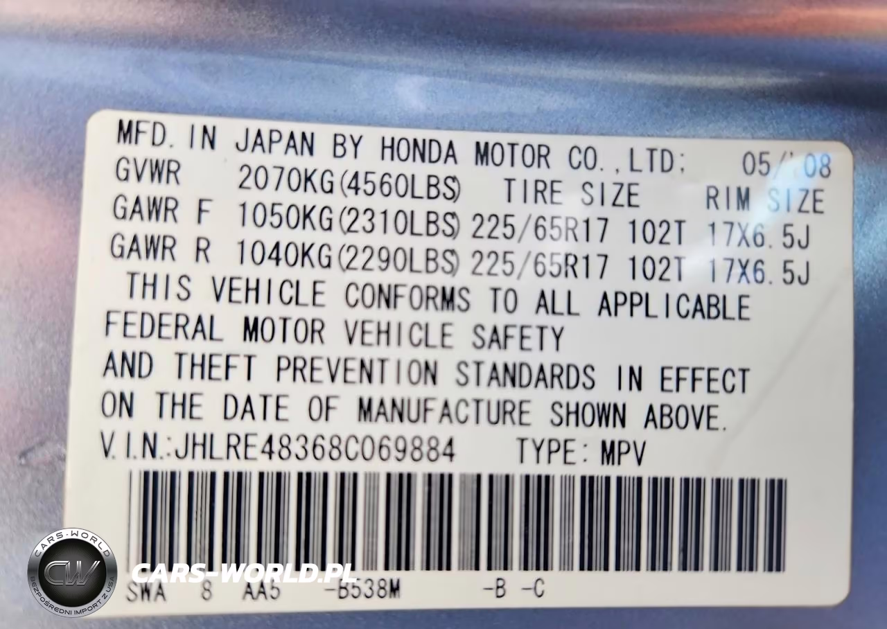 2008 Honda Cr-V Lx VIN:JHLRE48368C069884 - 13