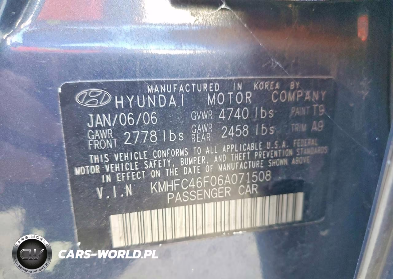 2006 Hyundai Azera Se VIN:KMHFC46F06A071508 - 12