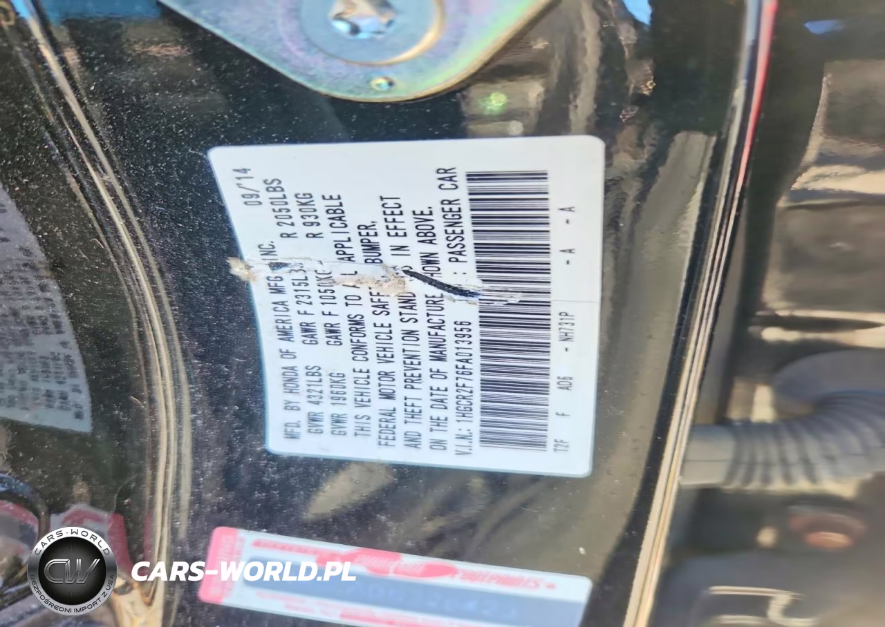 2015 Honda Accord Ex VIN:1HGCR2F76FA013956 - 13