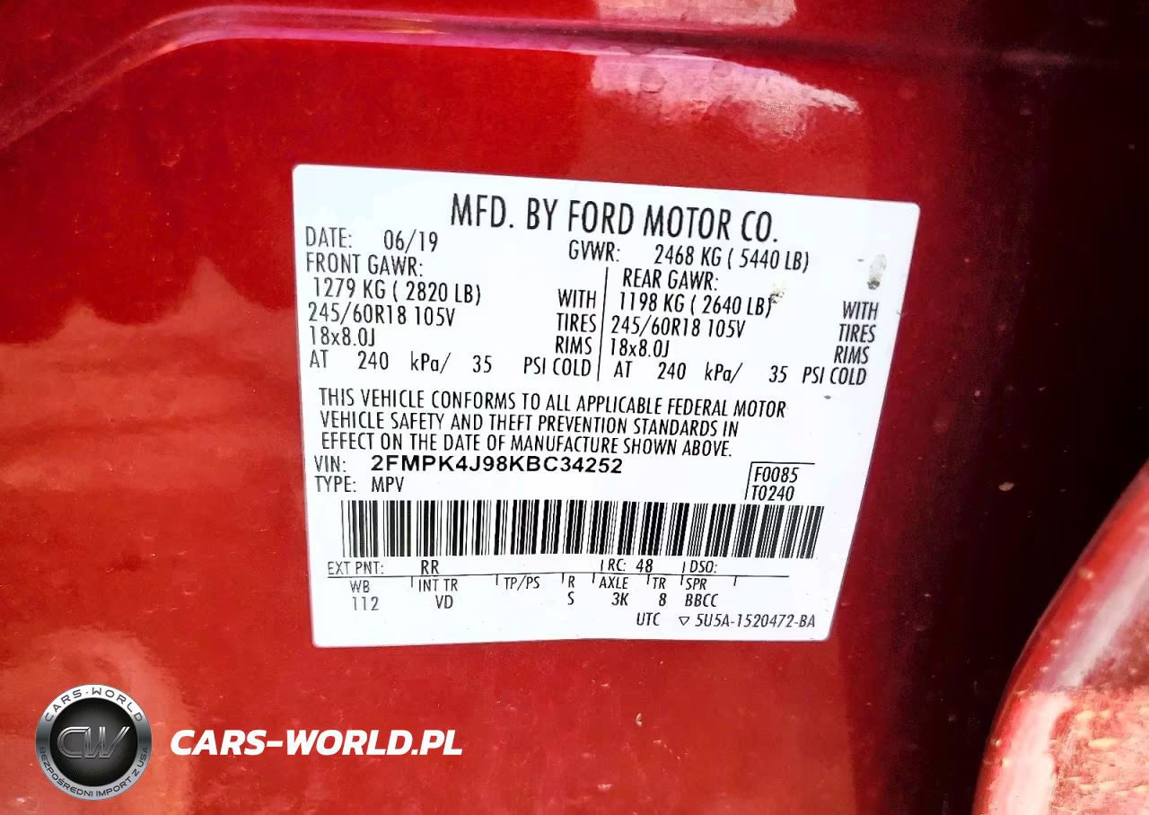 2019 Ford Edge Sel VIN:2FMPK4J98KBC34252 - 13